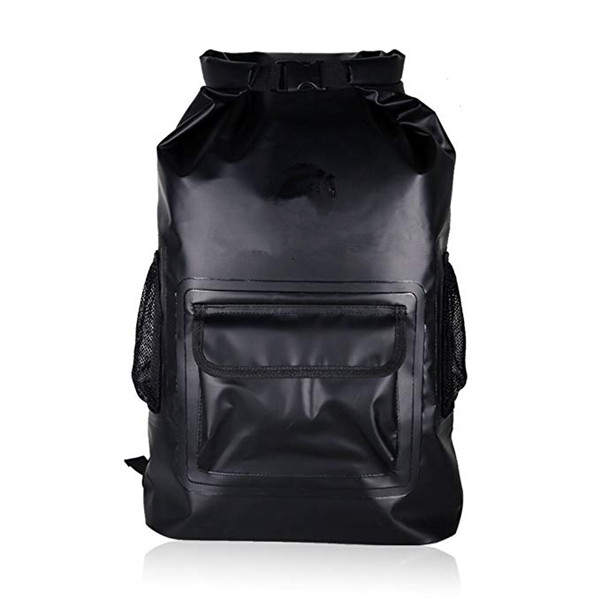 Waterproof Dry Backpack with easy access front pocket & mesh sides pockets & padded shoulder straps