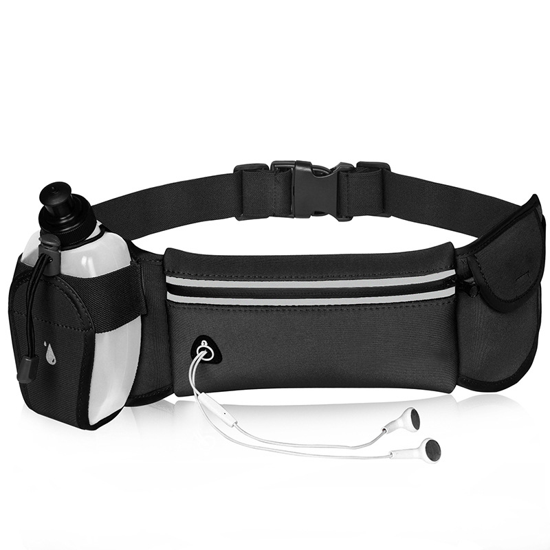 Hydration running belt with Reflective Zipper Waist & Single bottle holder